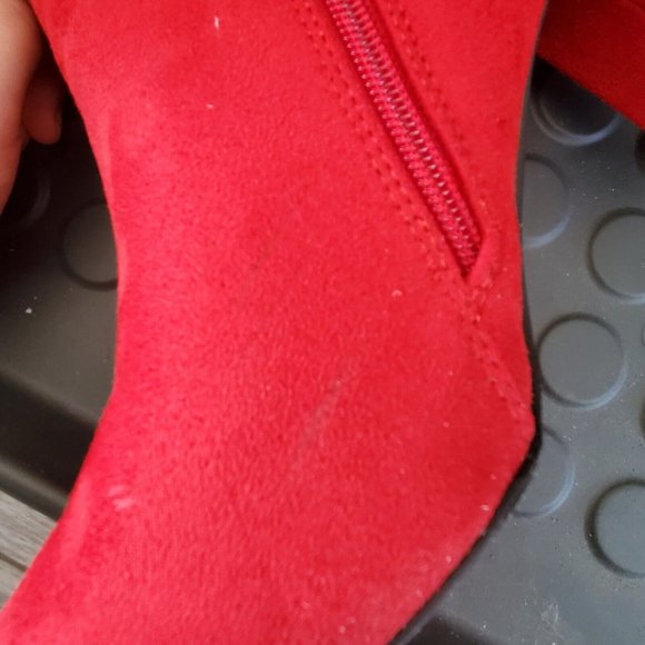Dream Pairs Sianna-1 Chunky High Heel Ankle Booties Red Size 10 - Picture 2 of 8